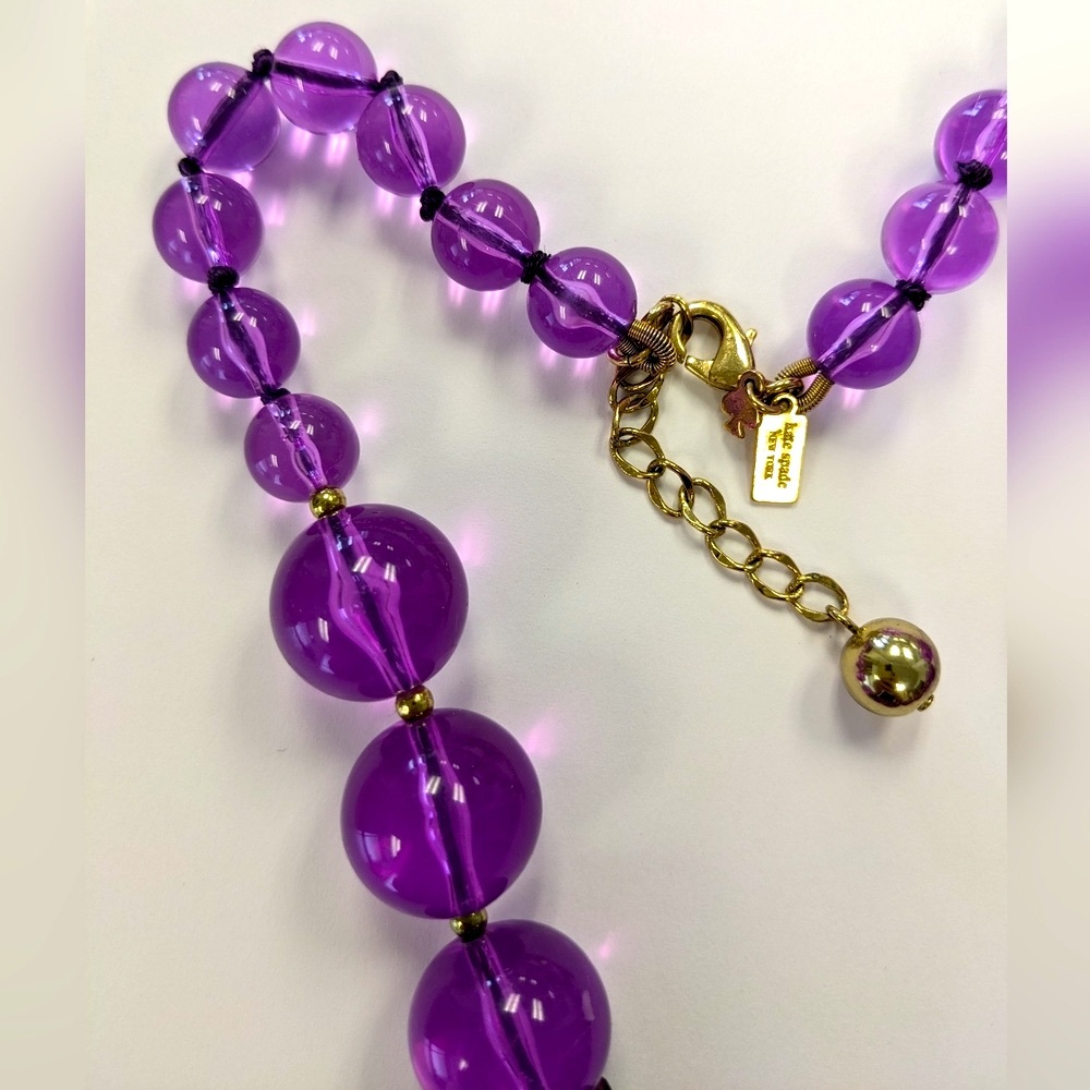 Kate Spade Chunky Purple LUCITE & Crystal Necklace Like New - Picture 5 of 12